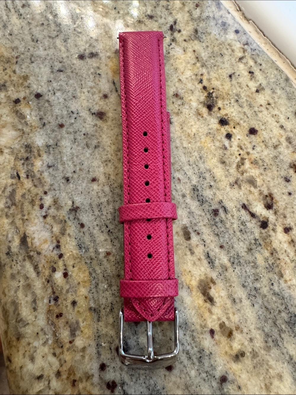 Miche Hot Pink Textured Leather Watch Strap with Silver Buckle
